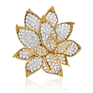 18K Gold 45 Carat Diamond Flower Brooch