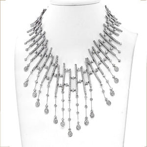 Dazzling 18K White Gold 35 Carat Diamond Spray Bib Necklace