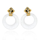 David Webb 18K Yellow Gold Rock Crystal Hoop Earrings - The Back Vault