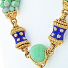 David Webb Platinum & 18K Yellow Gold Jade, Diamond, Blue Enamel Necklace - The Back Vault