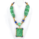 David Webb Platinum & 18K Yellow Gold Jade, Diamond, Blue Enamel Necklace - The Back Vault