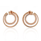 18K Rose Gold Round Diamond Double Hoop Marquise Round Cut Diamond Earrings - The Back Vault