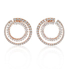 18K Rose Gold Round Diamond Double Hoop Marquise Round Cut Diamond Earrings - The Back Vault