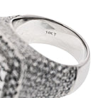 14K White Gold 11 Carat Round And Square Cut Cluster Diamond Mens Ring - The Back Vault