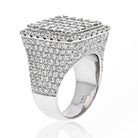 14K White Gold 11 Carat Round And Square Cut Cluster Diamond Mens Ring - The Back Vault