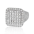 14K White Gold 11 Carat Round And Square Cut Cluster Diamond Mens Ring - The Back Vault