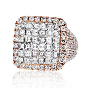 14K Rose Gold 11.25cts Mens Diamond Cluster Ring