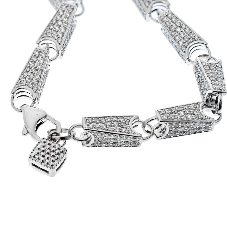 14K White Gold 15.68cts Diamond Link Chain Necklace - The Back Vault