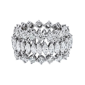 18K White Gold 6.00cts Round And Marquise Cut Diamond Eternity Eternity Band