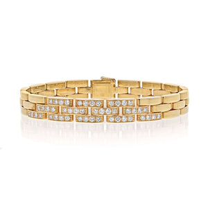 Cartier 18K Yellow Gold Panthere Diamond Triplerow Bracelet