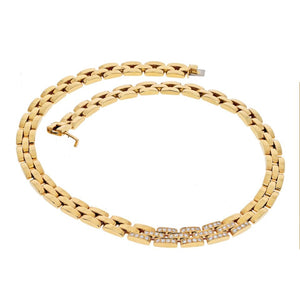 Cartier 18K Yellow Gold Diamond Maillon Panthere Triple Row Necklace