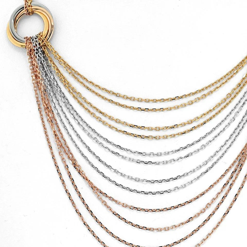 Cartier trinity トリニティ　ダイヤ necklace Cartier Trinity Tricolors 18K Tri Color Multi Chain Trinity