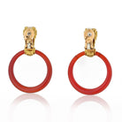 Bvlgari 18K Yellow Gold Carnelian Doorknockers 1970's Earrings - The Back Vault