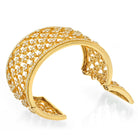 18K Yellow Gold Wide Openwork 32cts Diamond Cuff Bracelet - The Back Vault