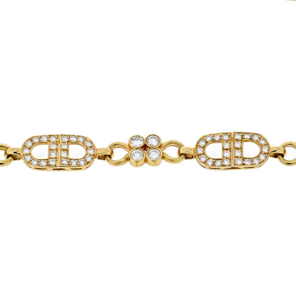 18K Yellow Gold 7 Carats Diamond Link Anchor Bracelet - The Back Vault