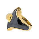 David Webb Platinum & 18K Yellow Gold Black Enamel Vintage Ring - The Back Vault