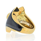 David Webb Platinum & 18K Yellow Gold Black Enamel Vintage Ring - The Back Vault