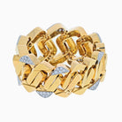 David Webb Platinum & 18K Yellow Gold Large Hammered Flat Link Diamond Bracelet - The Back Vault