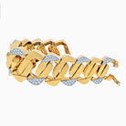 David Webb Platinum & 18K Yellow Gold Large Hammered Flat Link Diamond Bracelet - The Back Vault