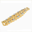 David Webb Platinum & 18K Yellow Gold Large Hammered Flat Link Diamond Bracelet - The Back Vault