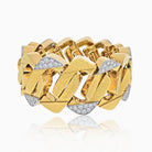 David Webb Platinum & 18K Yellow Gold Large Hammered Flat Link Diamond Bracelet - The Back Vault