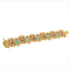 David Webb 18K Yellow Gold Green Emerald Cabochon, Ruby And Diamond Bracelet - The Back Vault