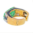 David Webb Platinum & 18K Yellow Gold Carved Jade Cuff Bracelet - The Back Vault