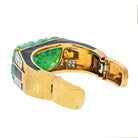 David Webb Platinum & 18K Yellow Gold Carved Jade Cuff Bracelet - The Back Vault