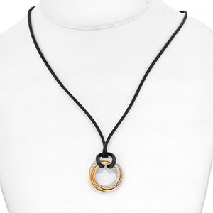 Cartier 18K Tri Color Trinity With Diamonds Pendant On A Black Cord Necklace