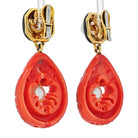 David Webb Platinum & 18K Yellow Gold Cultured Pearl, Coral and Enamel Clip Earrings - The Back Vault