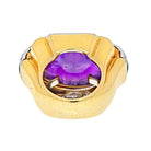 David Webb Platinum & 18K Yellow Gold Oval Amethyst, Green Enamel And Diamond Ring - The Back Vault