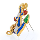 David Webb Platinum & 18K Yellow Gold Diamond and Enamel Anchor Pendant Brooch - The Back Vault