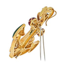 David Webb Platinum & 18K Yellow Gold Diamond and Enamel Anchor Pendant Brooch - The Back Vault