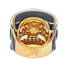 David Webb Platinum & 18K Yellow Gold Pearl, Diamond, Black Enamel Ring - The Back Vault