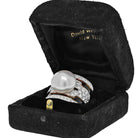 David Webb Platinum & 18K Yellow Gold Pearl, Diamond, Black Enamel Ring - The Back Vault