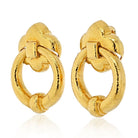 David Webb 18K Yellow Gold Hammered Doorknockers Large Oversized Earrings - The Back Vault