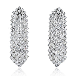 Platinum 35 Carats Cascading Round Diamond Waterfall Earrings