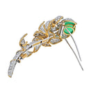 David Webb Platinum & 18K Yellow Gold Green Emerald And Diamond Flower Brooch - The Back Vault