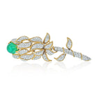 David Webb Platinum & 18K Yellow Gold Green Emerald And Diamond Flower Brooch - The Back Vault