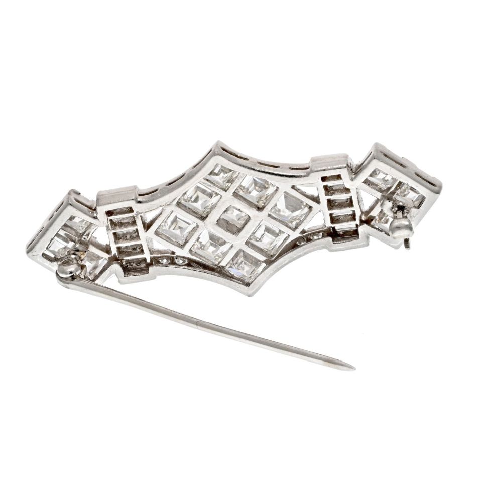 Platinum 4.50 Carats straight Cut Diamond Brooch - The Back Vault