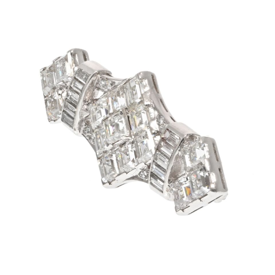 Platinum 4.50 Carats straight Cut Diamond Brooch - The Back Vault