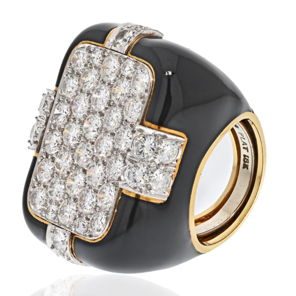 David Webb Platinum & 18K Yellow Gold Checkmate 5.50 Carat Diamond Ring - The Back Vault