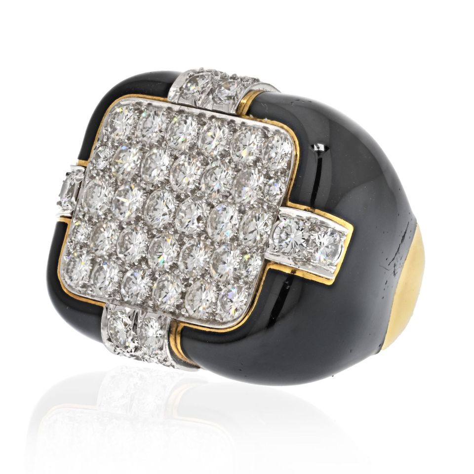 David Webb Platinum & 18K Yellow Gold Checkmate 5.50 Carat Diamond Ring - The Back Vault