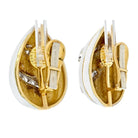 David Webb Fluted Almonds White Enamel And Diamond Earrings - The Back Vault