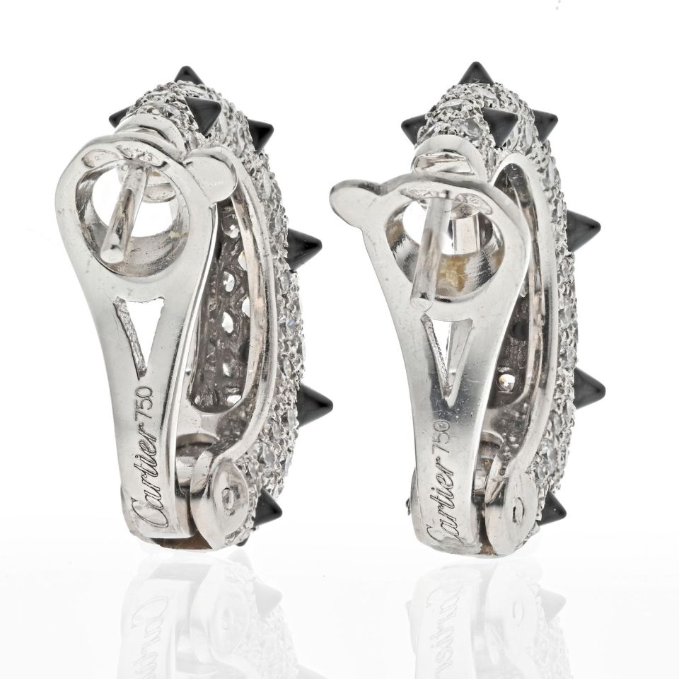 Cartier 18K White Gold Clash Diamond And Black Onyx Earrings - The Back Vault