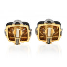 David Webb Platinum & 18K Yellow Gold Black enamel, Diamond And Pearl Earrings - The Back Vault