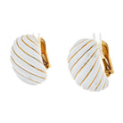 David Webb Platinum & 18K Yellow Gold White Enamel Gold Earrings - The Back Vault