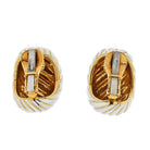 David Webb Platinum & 18K Yellow Gold White Enamel Gold Earrings - The Back Vault