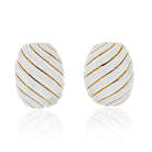 David Webb Platinum & 18K Yellow Gold White Enamel Gold Earrings - The Back Vault