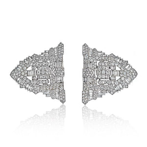 Platinum 25 Carat Art Deco Diamond Double Clip Brooch